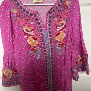 Embroidered Pink Women's Top